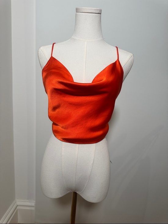 Zara Tops - Zara Orange-Red Satin Cowl Camisole